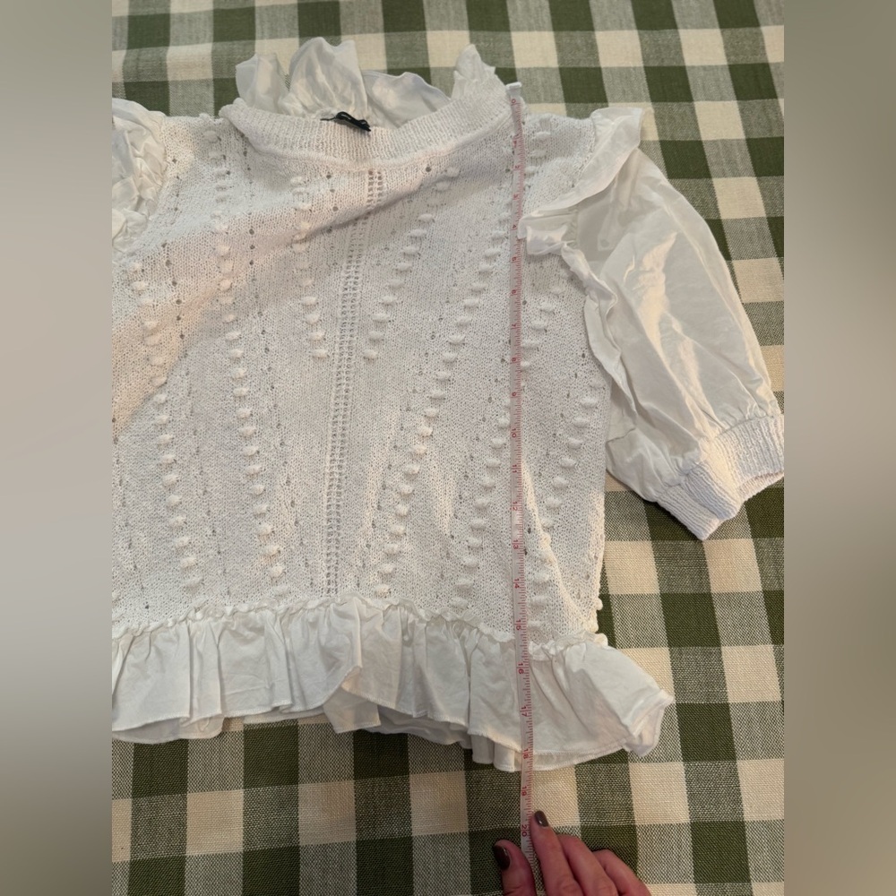 INC Cable Knit Sweater White Short Sleeve Top - Picture 13 of 16